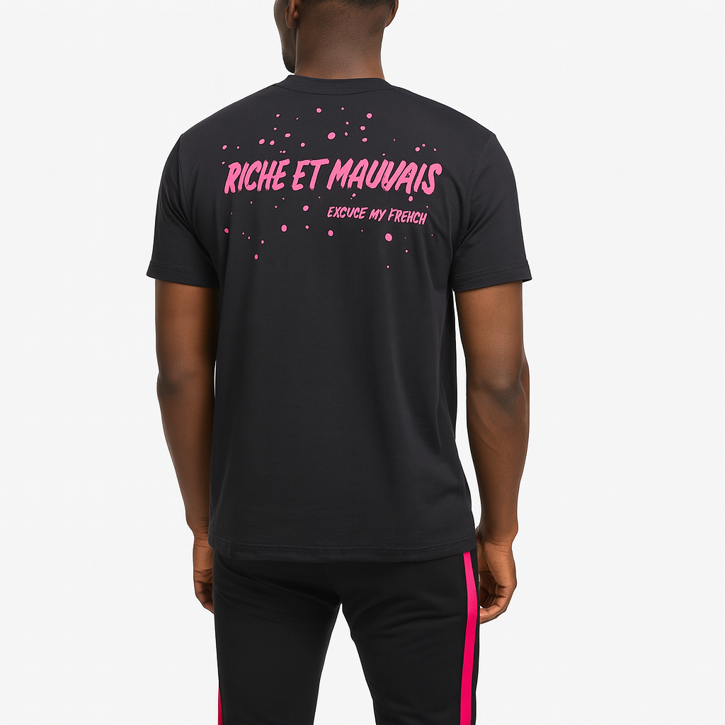 T-shirt /Track Set | Black/Pink