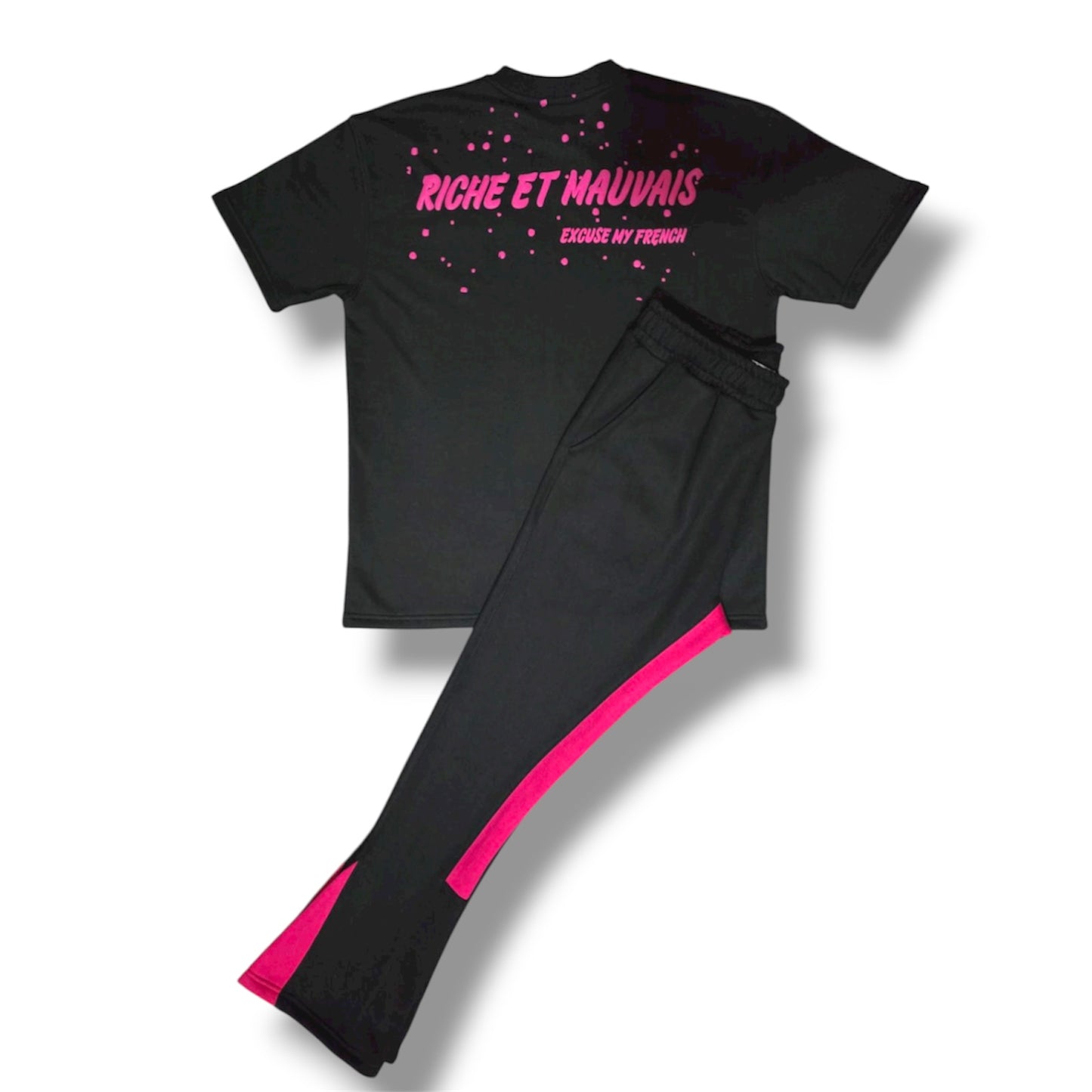 T-shirt /Track Set | Black/Pink