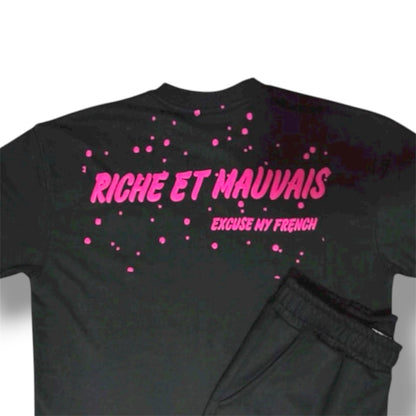 T-shirt /Track Set | Black/Pink