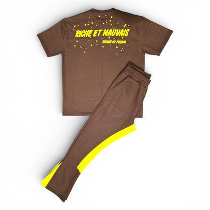 T-shirt /Track Set | Brown/Yellow